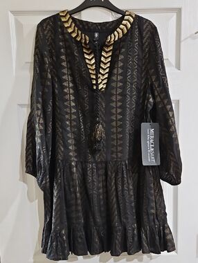 MiracleSuit Black & Gold Embellished Women's Beach Dress